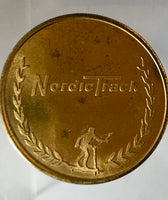 The Crowning Reeded Gold Brass Metal "Coin" Emblem on every Nordic Fitness Ski Machine! RARE LIMITED EDITION