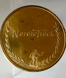 The Crowning Reeded Gold Brass Metal "Coin" Emblem on every Nordic Fitness Ski Machine! RARE LIMITED EDITION